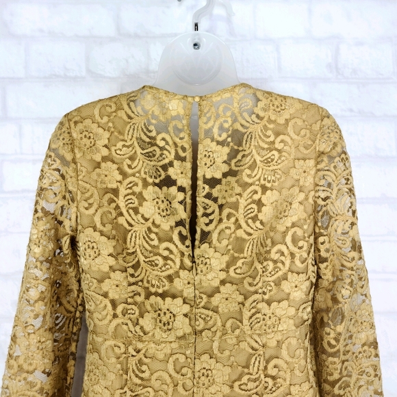 Nanette Lepore▪︎Gold Poetic Love Lace Sheath Dress - Picture 8 of 13